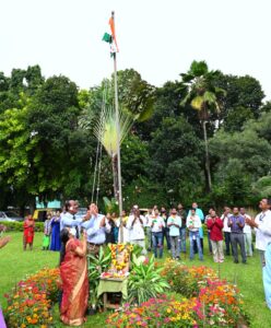 Hoisting the flag at ASI bangalore circle celebrations of the 75,th independence day on 15.8.2022
